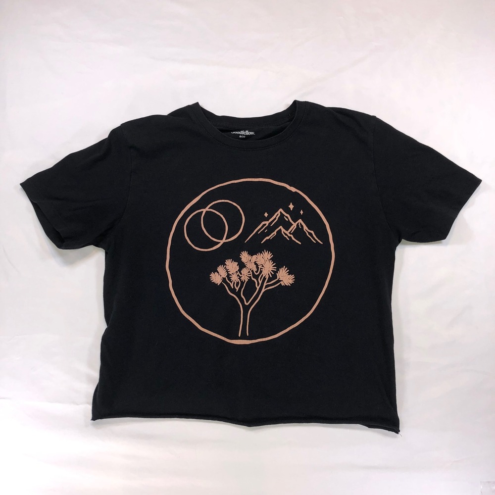 Goodfellow & Co Mens Small Black Desert Joshua Tree Graphic Cropped T-Shirt